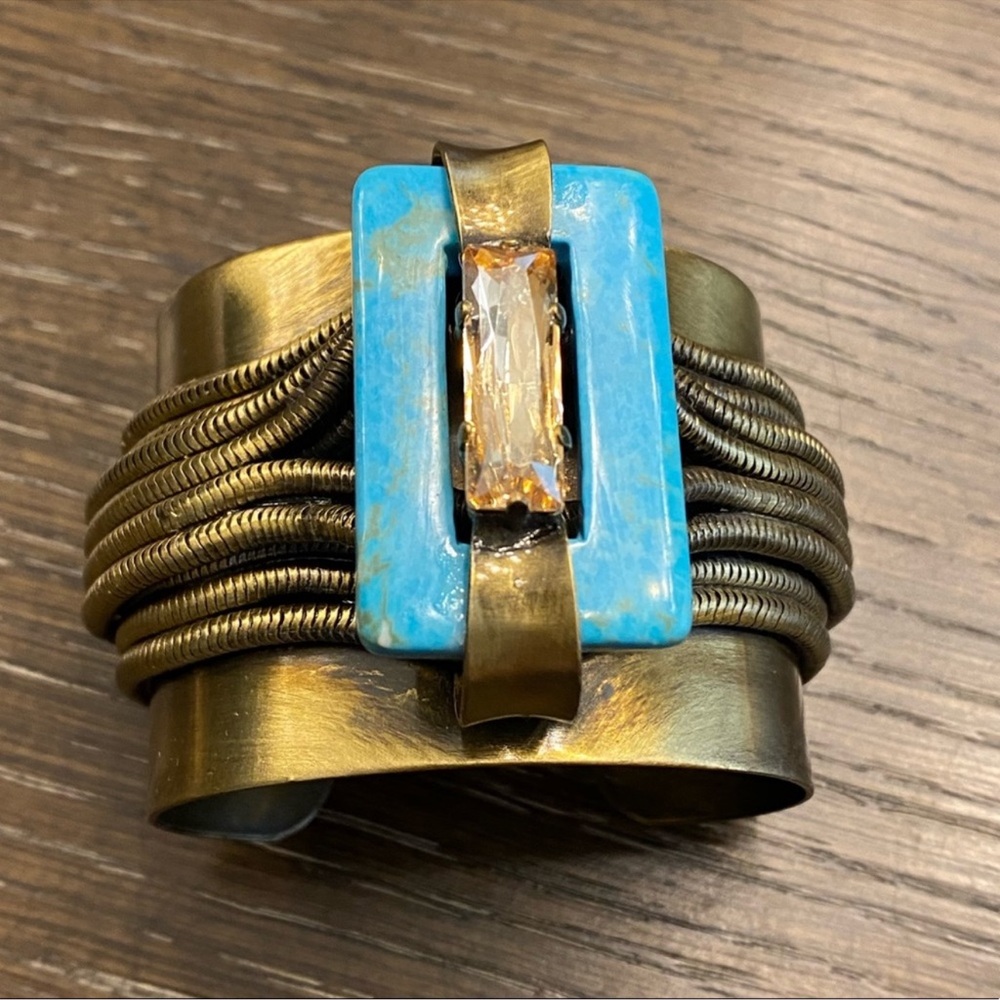 Dannijo Metal & Turquoise Cuff Bracelet ❤️ F